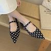 Spring French Polka Dot Pointed Head Word With High Heels Single Shoes Shallow Mouth Mary Jane Shoes Temperament Women'S Shoes