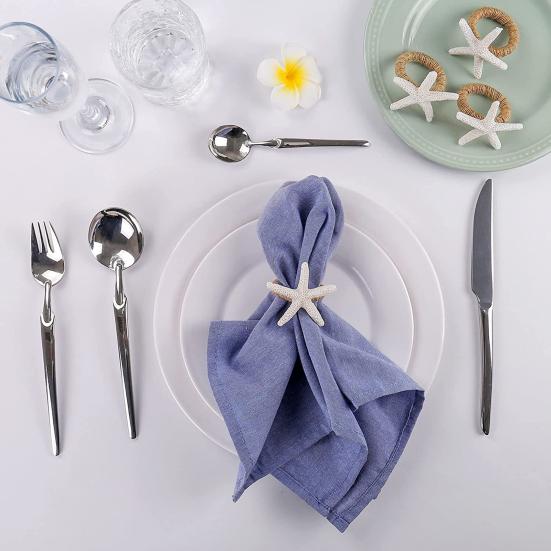 6 Pcs Napkin Rings Starfish Shape Reusable Ocean Theme Weddings Dinners Banquets Nautical Party Decoration Napkin Holders