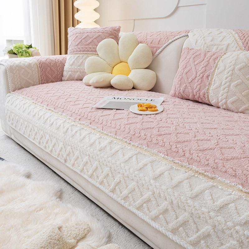 Plush Sofa Cushion Winter Antislip Cushion Korean Style Leather Sofa Cover Cover Cloth Winter Blanket