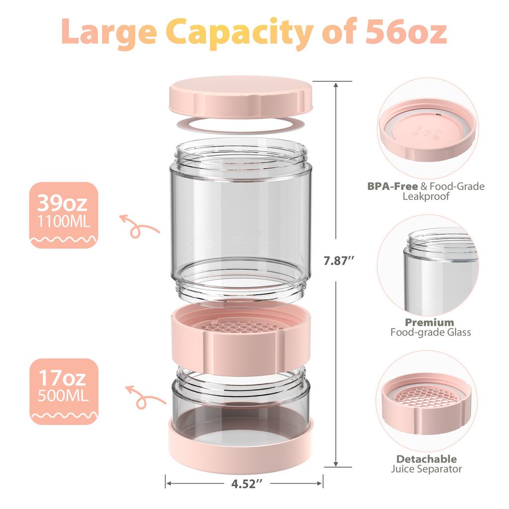 Glass Pickle Jar Dry Wet Separation Pickle and Olive Jar Upside Down Kimchi Cucumber Container Hourglass Jar for Airtight Storag