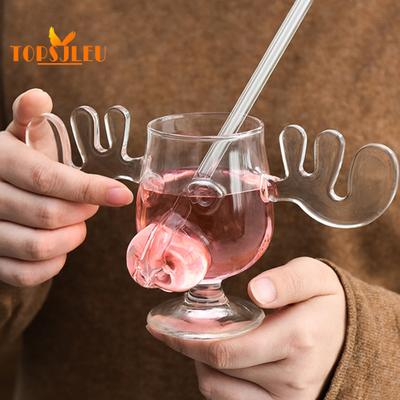 235ML Creative Reindeer Wine Glass Cup,Deer Shaped Adorable Design,Dining Table Decoration,Reusable Drinking Cup