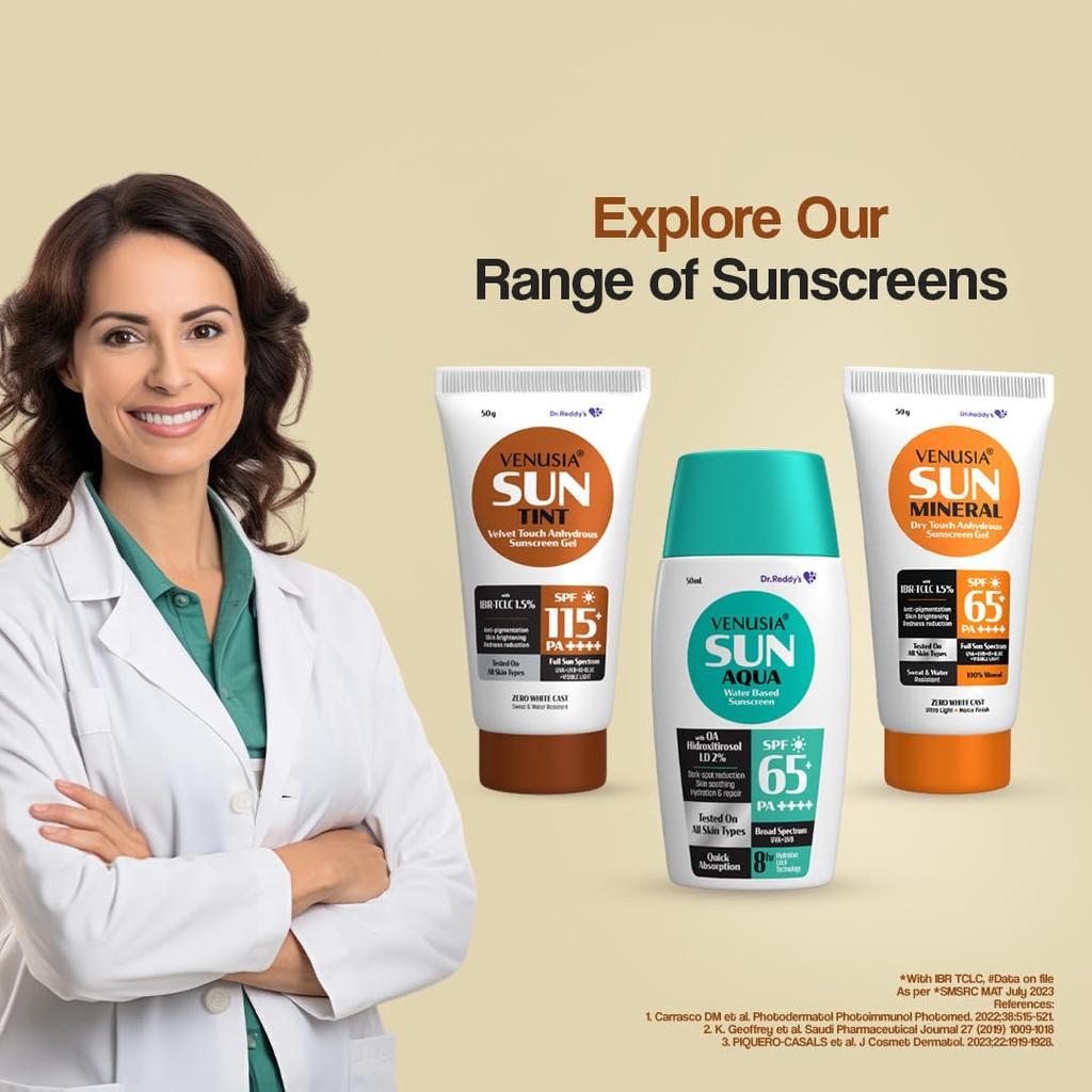 Venusia Sun Tint SPF 115 Sonnenschutz mit mattem Finish für die tägliche Sonnenpflege mit universeller Tönung und leichtem Tragegefühl 50 g Packung mit 1 Stück Komfortanwendung