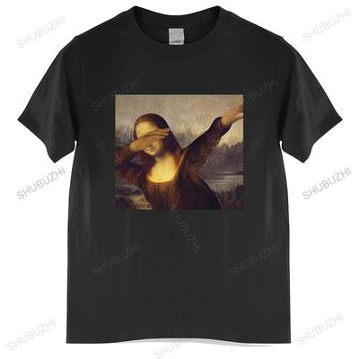 Tričko Unisex bavlněné topy Unisex Dabbing Mona Lisa Dab Hiphop Classic Art Gioconda Černá Unisex tričko euro vel.