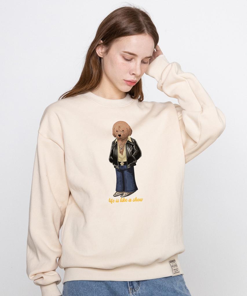 GRAVER [Unisex] Tattoo Dog Perito Sweatshirt_Cream