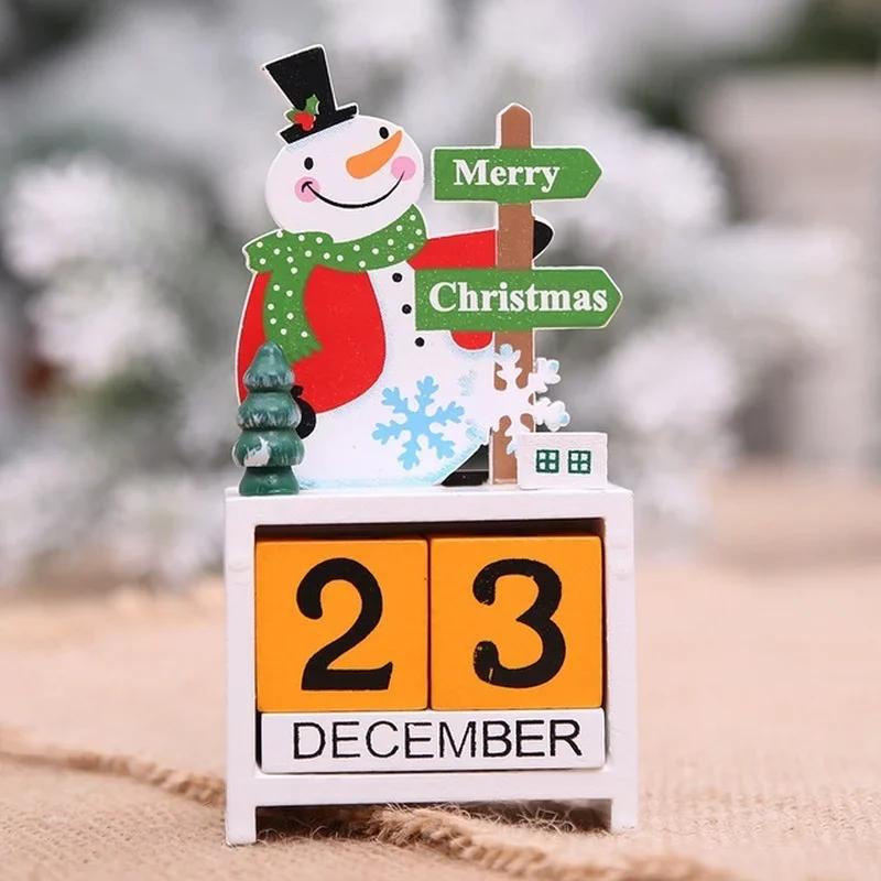 Advent Calendar Wooden Merry Christmas Ornaments Decorations for Home Xmas Table Decor New Year Cute Office Desk Accessories