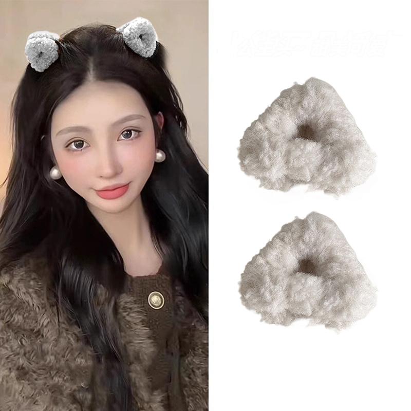 2 st söta kattöra plysch hårspännen små fluffiga hårklor vackra kvinnor hårnålar mode huvudbonader för flickor håraccessoarer