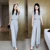 Women's 2025 Summer High-End Fashion Set: Stylish Slimming Loose Wide-Leg Pants Two-Piece