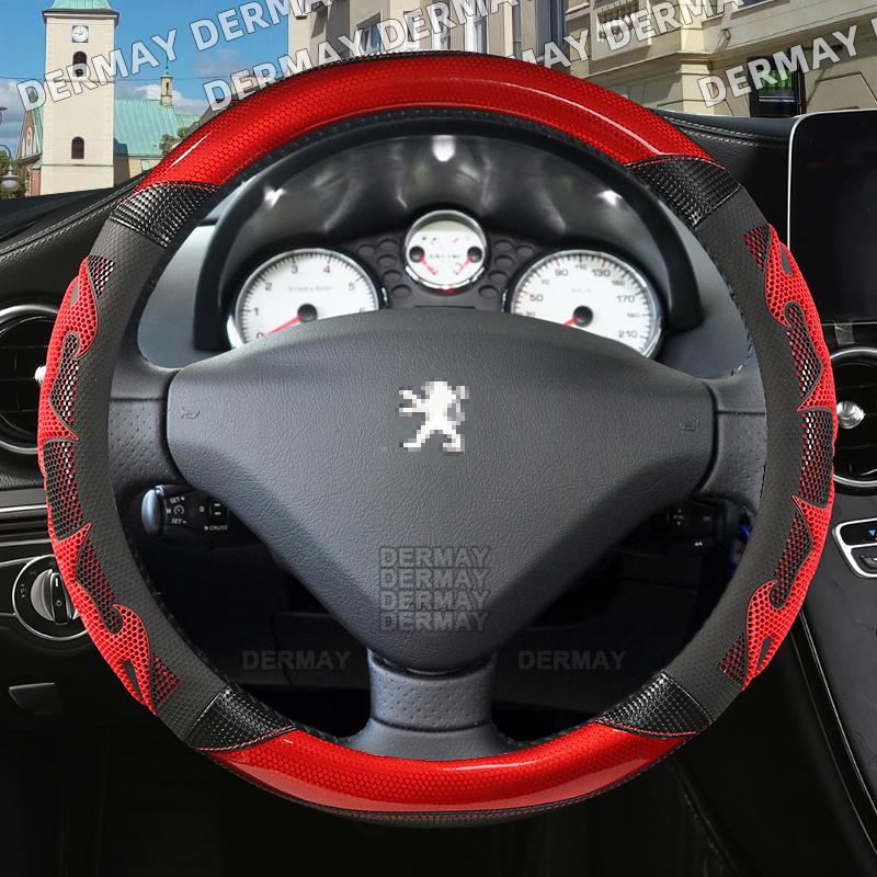 for Peugeot 3008 2007~2023 T84 P84 DERMAY Car Steering Wheel Cover Silica Gel PU Leather Non-slip Massage Auto Accessories