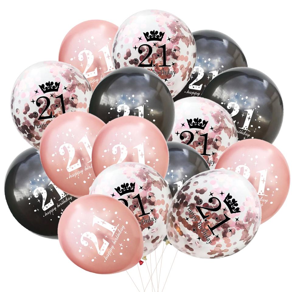 15pcs Birthday Inflatable Confetti Number Balloons 18 21 30 40 50 60 70 Year Party Decoration Adult Digit Helium Birthday Balons