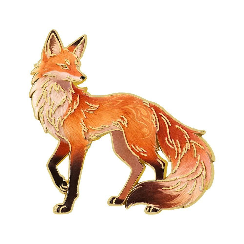 Exquisite Craftsmanship Cartoon Fox Brooch Zinc Alloy Enamel Metal Brooch For Coats Sweaters