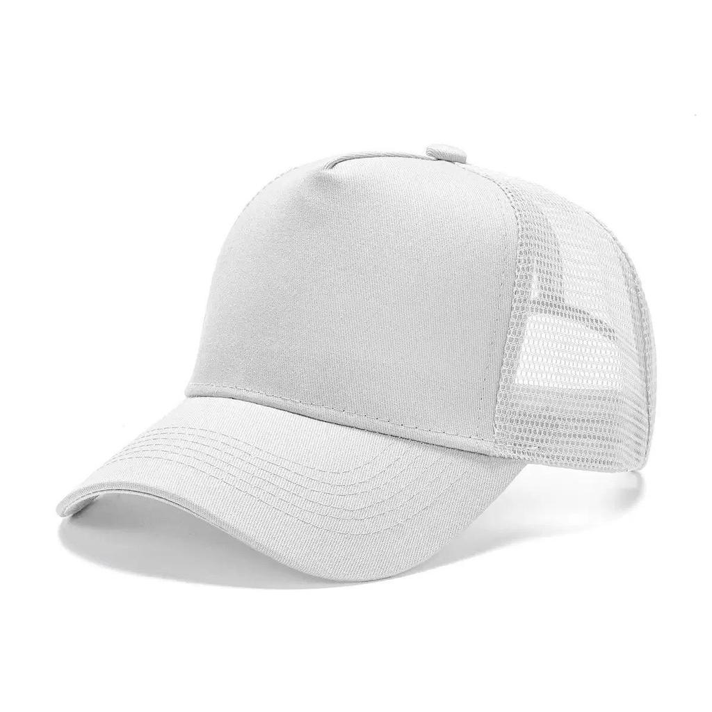 Embroidered Cotton Mesh Baseball Cap, Custom Logo, Solid Color 5-Panel Duckbill Hat for Spring/Summer