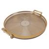 Runde Schale mit goldenem Griff Elegante Multifunktionale Servierschale mit goldenem Rand für Obst Desserts Bernstein
