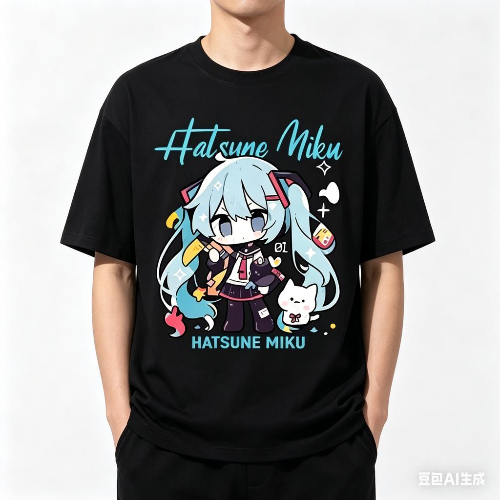 Japanese Anime Hatsune Miku Unisexs Shirts Unisex Y2k Tshirts Tshirt Harajuku Street Casual Fashion Shortsleeve Breathable Tops