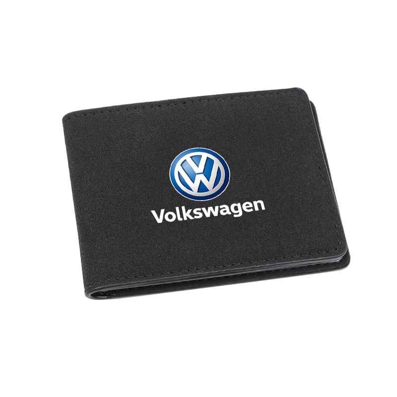 Carbon Fiber Leather Car Emblem Card Holder Billfold For VW Golf Amarok Phaeton GTI Teramont Tiguan Passat Polo Jetta keychain ZM7
