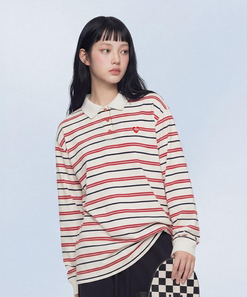 Maseumaluljeueopaeleol Multi Strip Collar Long Sleeve_Ivory