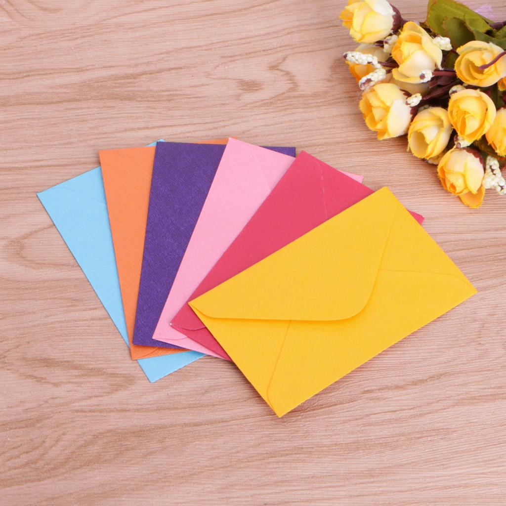 50PSC/Pack Invitation Envelopes Colorful Envelopes 2.4'' X 4'' for Wedding Baby Shower Holiday Birthday Greeting Cards