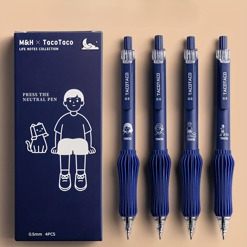 Set of 4 Adorable Retractable Gel Pens with A 0.5Mm Fine Tip, Featuring Quick-Drying Black Ink for Smooth Writing and A Comfortable Grip