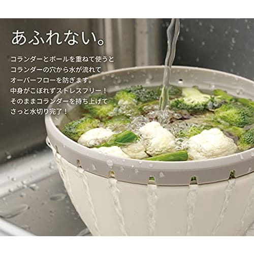 Liberalista Bowl and Colander Set, Small, 18cm Diameter, White, Set of 2 | Cooking Bowl, Cooking Bowl, Colander with Lid, Microwave and Dishwasher Saf