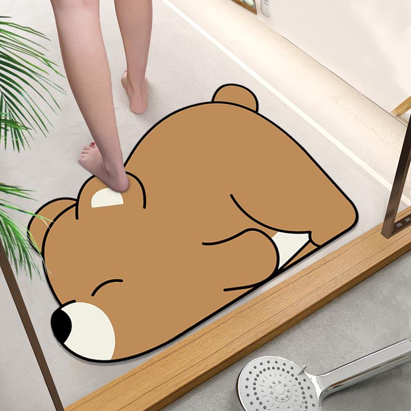 Panda Cartoon Rutschfeste Saugfähige Kieselgur Badezimmer Türvorlegematte