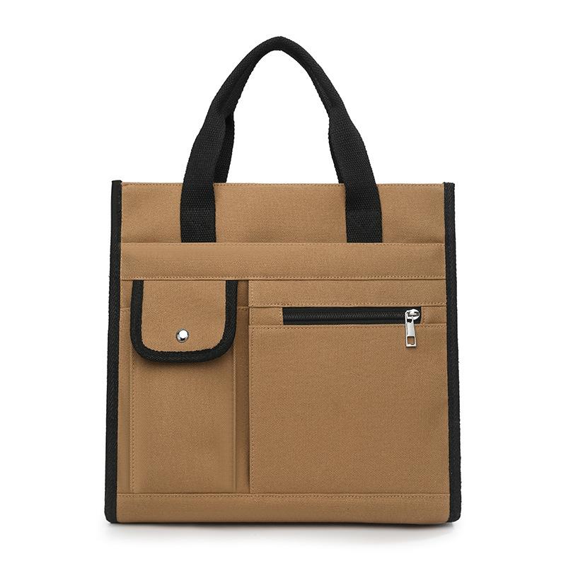 

Холщовая сумка Женская сумочка Большая вместимость Для поездок на работу Многокарманная Наплечная сумка коричневый