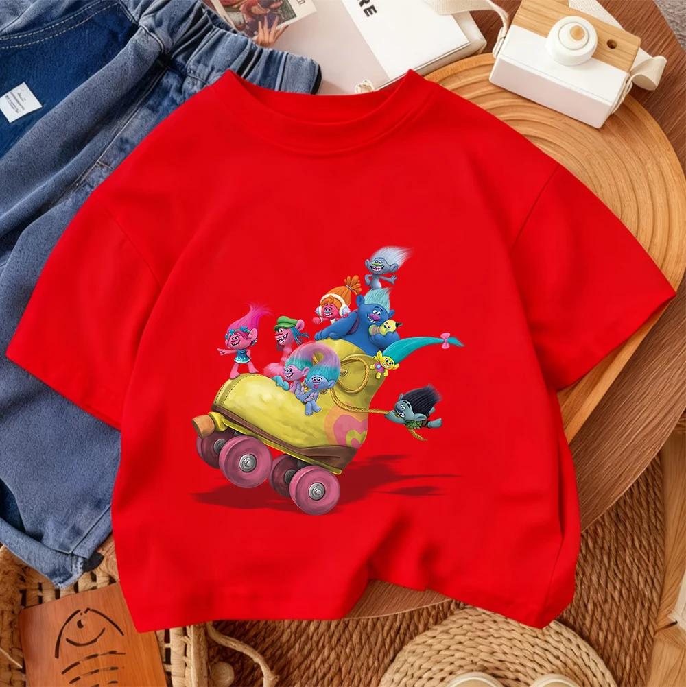 Summer Children's T-Shirt, Troll Fashion Print, Casual Street Style