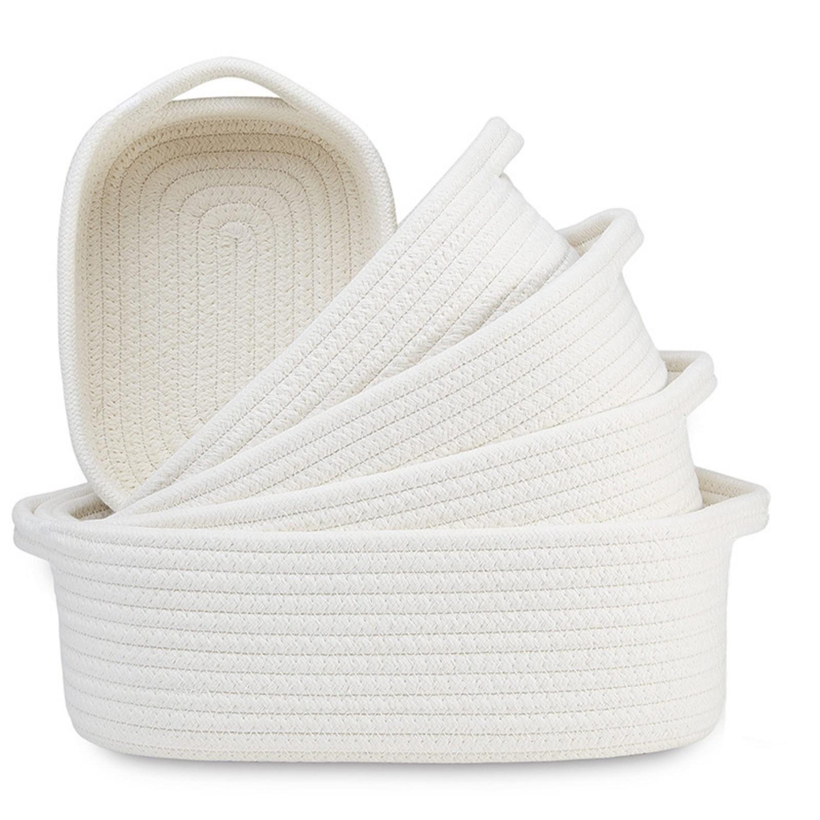 

Cotton Rope Woven Storage Basket Set Nesting Home Organizer Baskets for Household Storage and Decluttering with Durable Construction One Size білий
