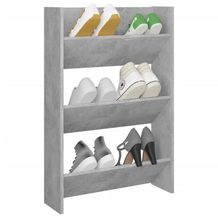 VidaXL Wall-mounted Shoe Cabinet Concrete Grey 60x18x90 Cm Chipboard