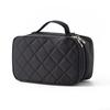 Borsa Doppia Strato per Trucco con Tracolla Grande Custodia per Cosmetici per Donne Organizer per Trucco per Pennelli Bellezza, Ombretto Rossetto Nero