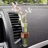 Stable Mini Car Flower Vase Clip Elegant Adjustable Car Vent Flower Vase Walnut and Glass Creative Car Vent Decor Dashboard