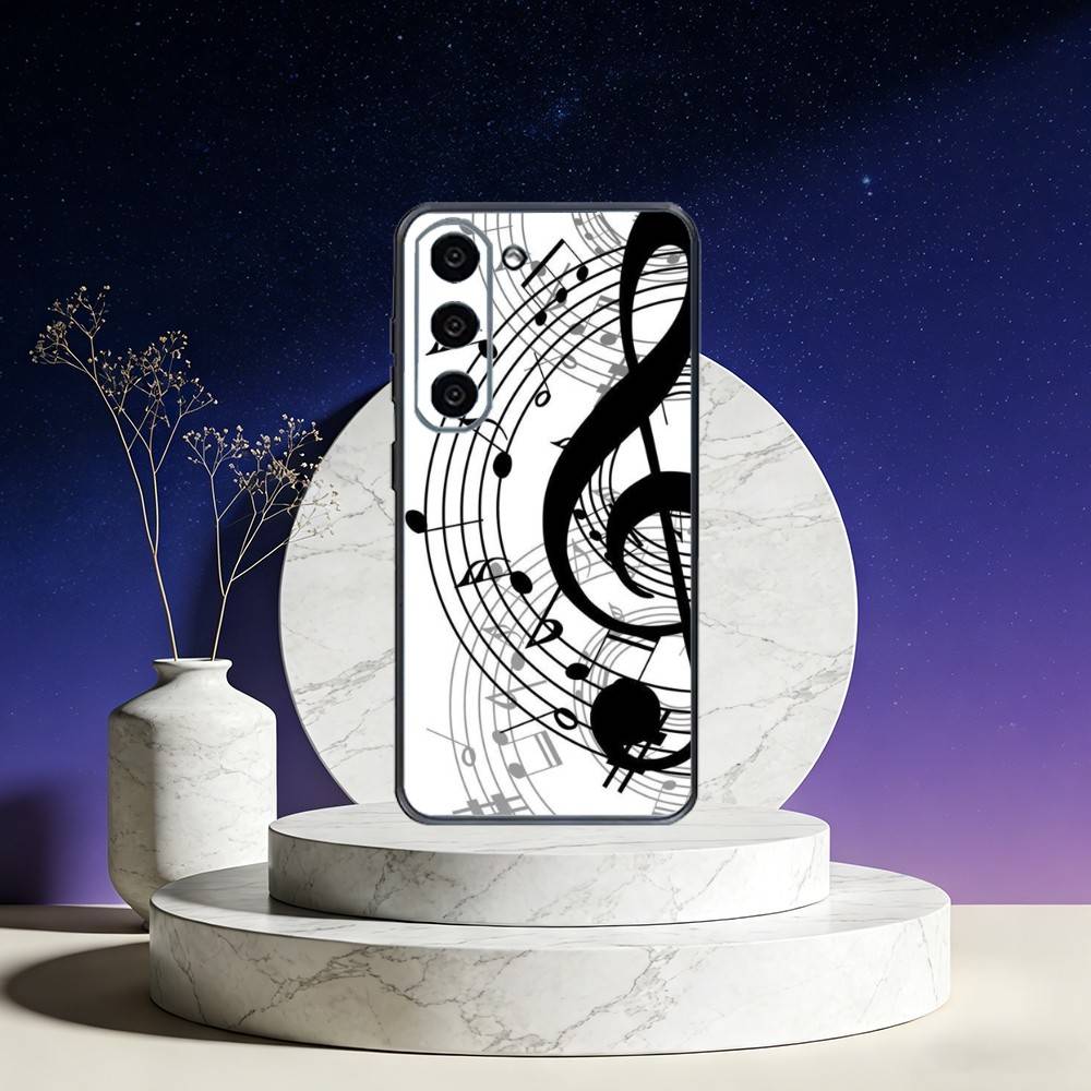 Music Art Treble Clef Phone Case For Samsung Galaxy A73,A72,A71,A70,A53,A52,A51,Others Soft Black Cover