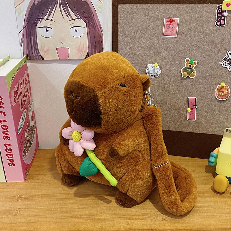 

Плюшевый рюкзак и сумка через плечо для детей в виде капибары - Хранение в стиле животных 25*33cm