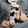 Cartoon Black Cat for iPhone17promax Space Phone Case Apple 16 Transparent 15/13 Fine Hole 14