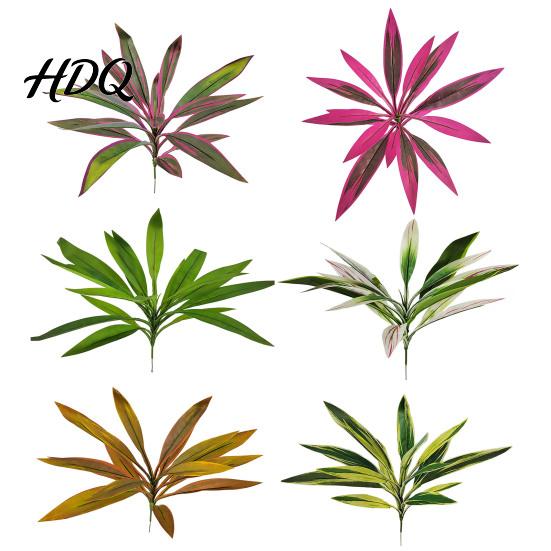 Pink And Purple Faux Flowers Large Realistic Artificial Fern Dragon's Blood Tree Plants with Green Foliage UV-resistant Ferns UV Resistant