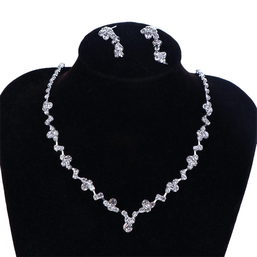 Shining Jewelry Necklace Crystal Earring Wedding Accessories Bridal Set Jewelry Set Bridal Jewelry