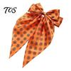 Halloween Hair Clip Silky Satin Bows for Women, Big Ribbon Bow Clips Girls, Hairstyle Accessory Oversized Long Tail Barrettes, Cute Ghost Bat