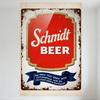 Schmidt Beer Vintage Metal Sign, Aged Weathered Metal Wall Decor with Rusty Edges & Red Glossy Panel, for Bar Pub Home Cafe, 2 R