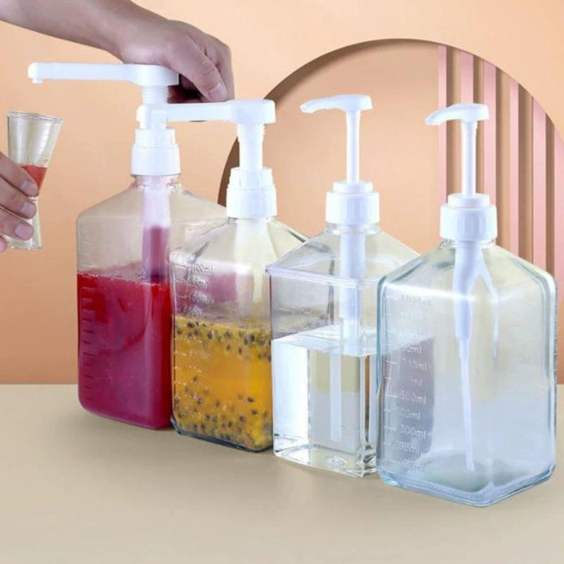 Home 1600Ml Liquid Dispenser With Scale Coffee Syrup Bee Drip Bottle With Hydraulic Pump Nozzle Head Kitchen Honey Jar Container