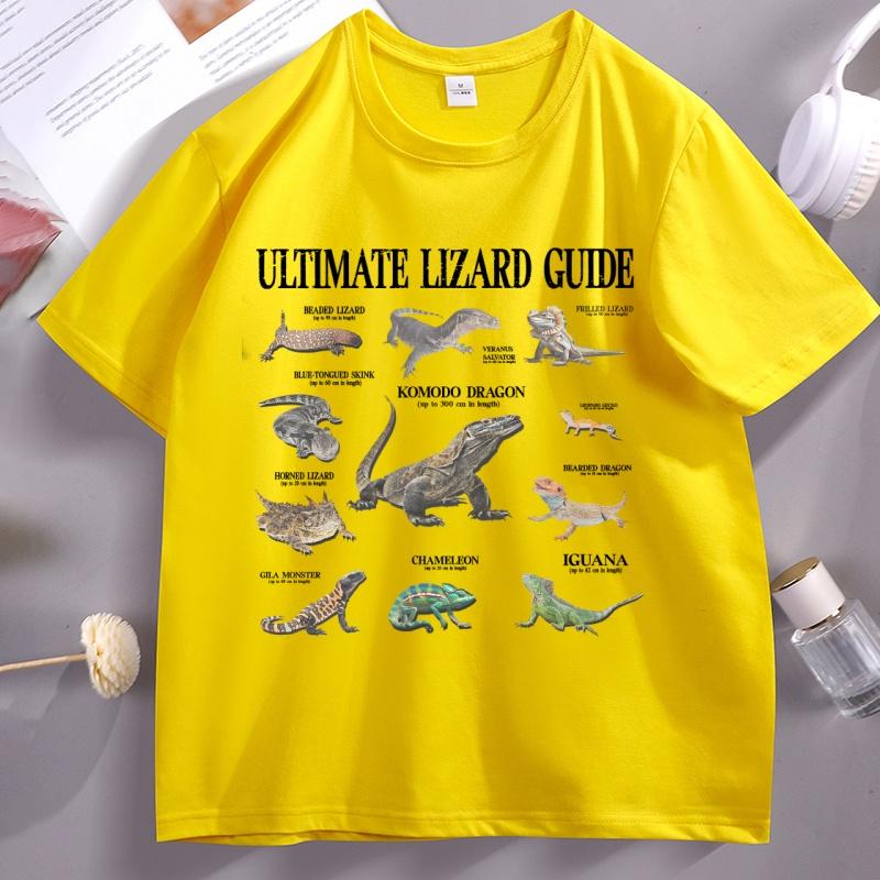 Lizard Guide T Shirt Funny Educational Lizard Graphic Tee Cotton Short Sleeve Round Neck Printed Tshirt High Quality Tops