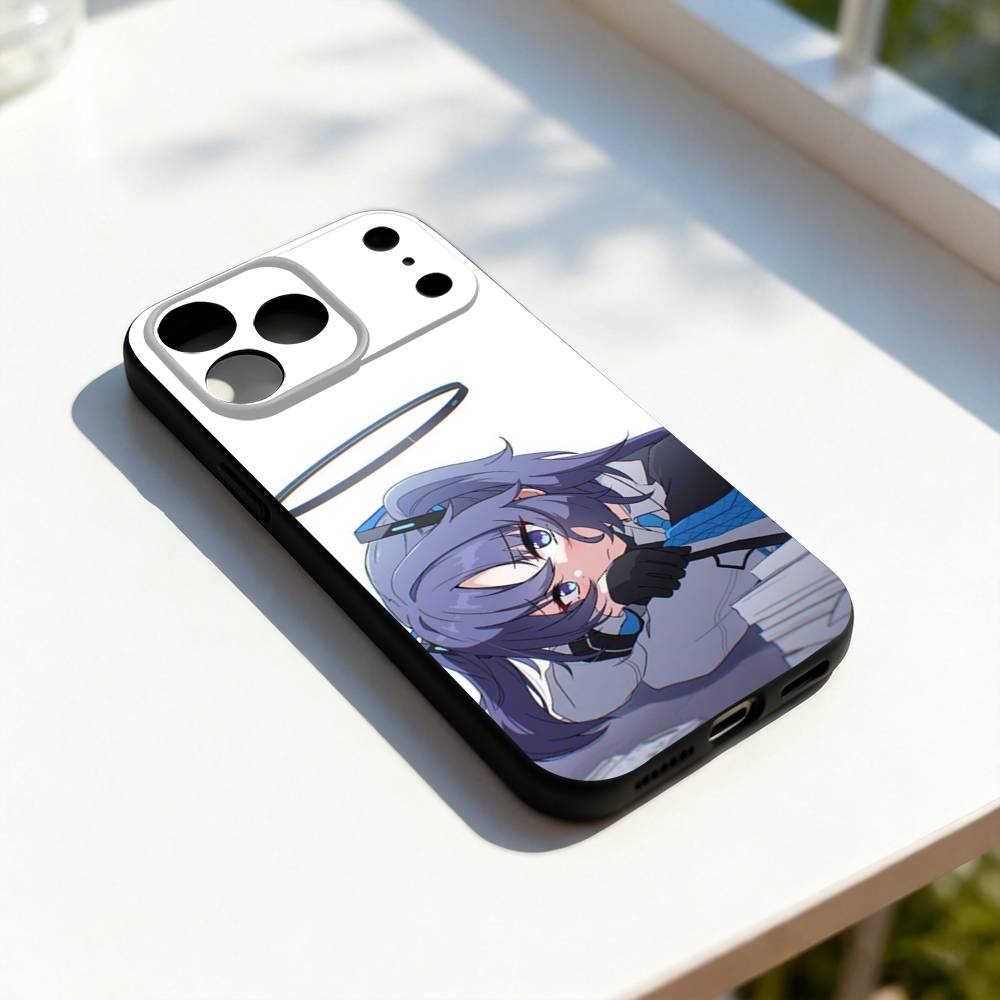 Hayase Yuuka B-Blue A-Archive Phone Case For iPhone 11,12,13,14,15,16,17,Pro,Max,Plus,E,SE4,Air,Mini Black Soft Cover
