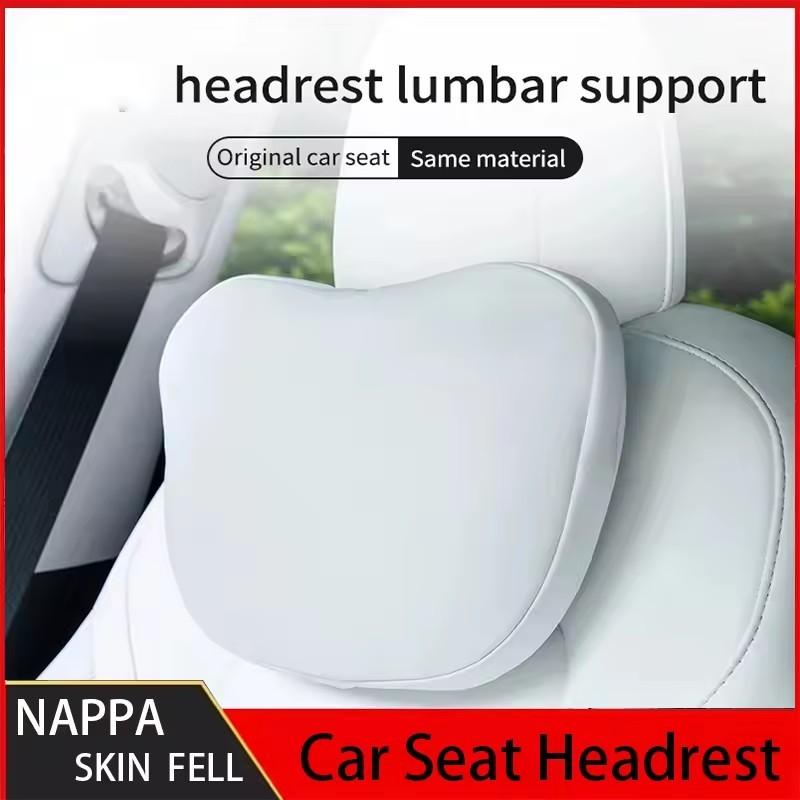 OULEX For Tesla Model 3 Y Flocking/Leather Car Seat Neck Pillow Soft Memory Neck Pillow High-Quality Headrest Lumbar Support
