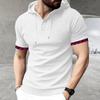 Mens Casual Short Sleeve Hooded Henley Shirt