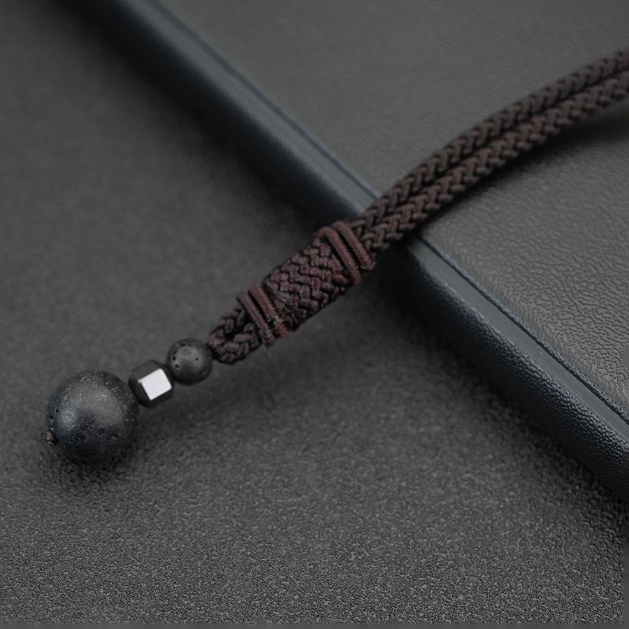 

Vintage Stone Pendant Rope Necklace Men Handmade Brown String Grade A Beads 25inch Long Collar Jewelry Leisure Daily Homme Joias лавовый