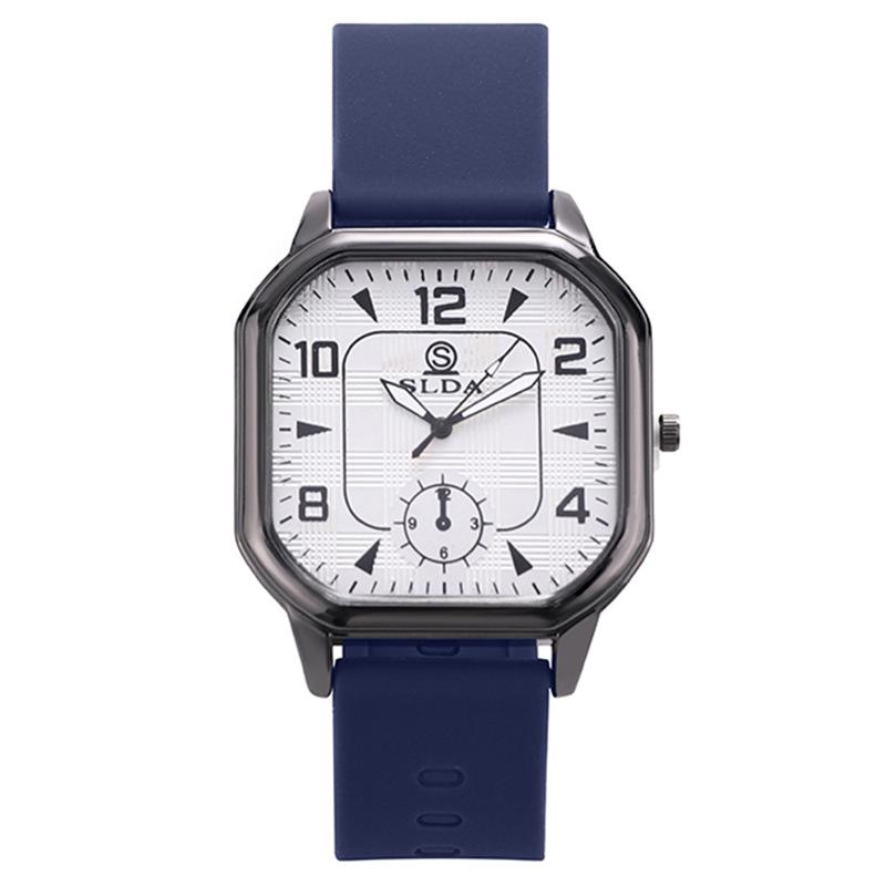 Trendy Retro Men's Leather Strap Quartz Watch - Square Case Fashion Student Wristwatch