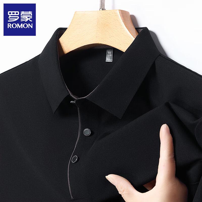 Romon Men s Seamless High-Elastic Long Sleeve Polo Shirt 190