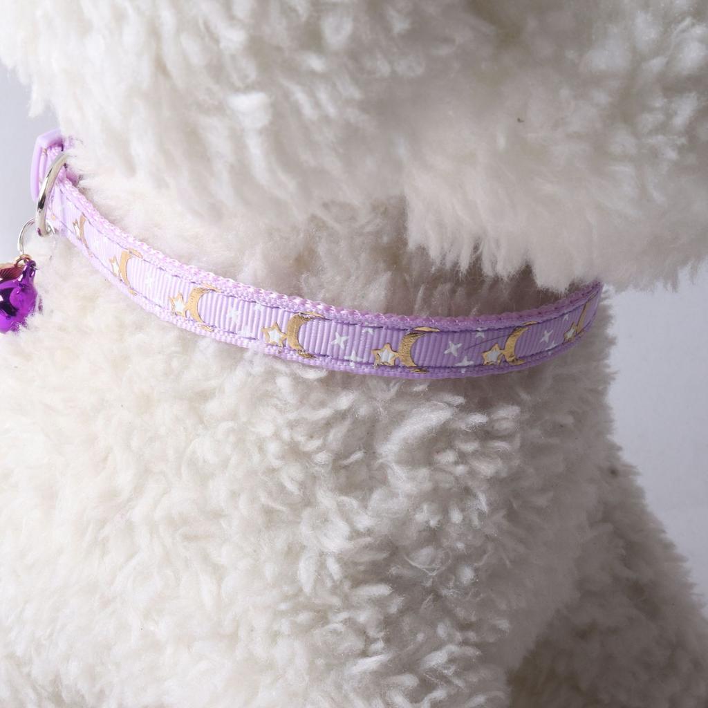 New Pet Dog Collar with Star Moon Pattern Gold Plated Buckle and Bell for Cats Dogs  Dog Harness and Leash Set Dogs Accessoires