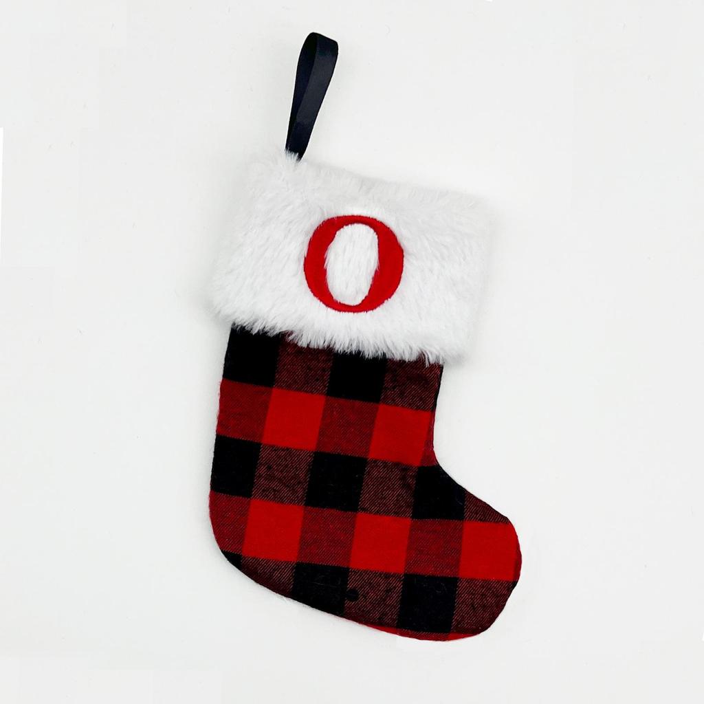 High-End Red Christmas Knitted Stockings with 26 Letters for Gifts & Decorations