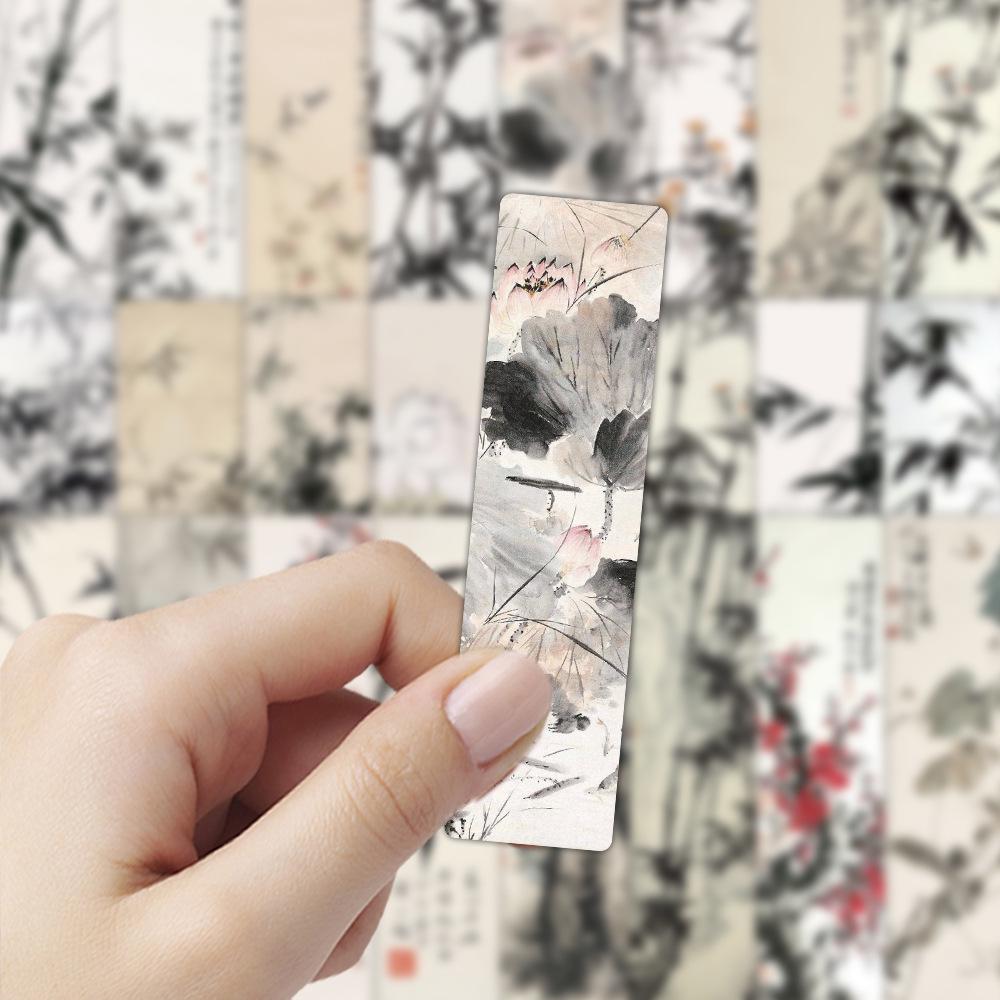 Chinese Ink Painting Bookmarks: 24 Sheet Set of High Aesthetic Student Reading Markers, Perfect As Cultural Creative Paper Gifts