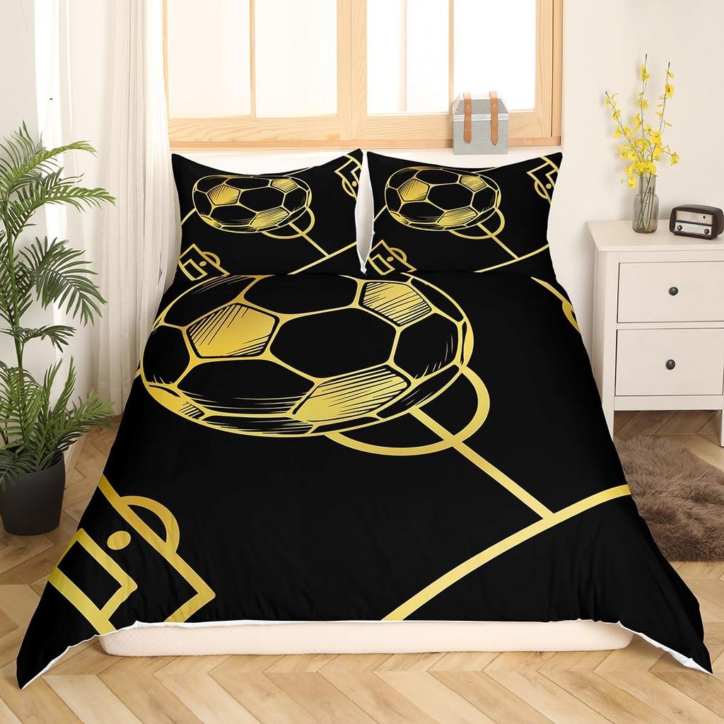 Jungen Teens Fußball Bettwäsche Set Fußballfeld Tor Bettbezug Sommer Team Sport Spiel Bettbezug Fantasy Blasen Steppdeckenbezug