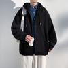 Cardigan con zip Maglione da uomo Giacca con cappuccio larga Tendenza dell'autunno Gioventù Colore unico Top comodi