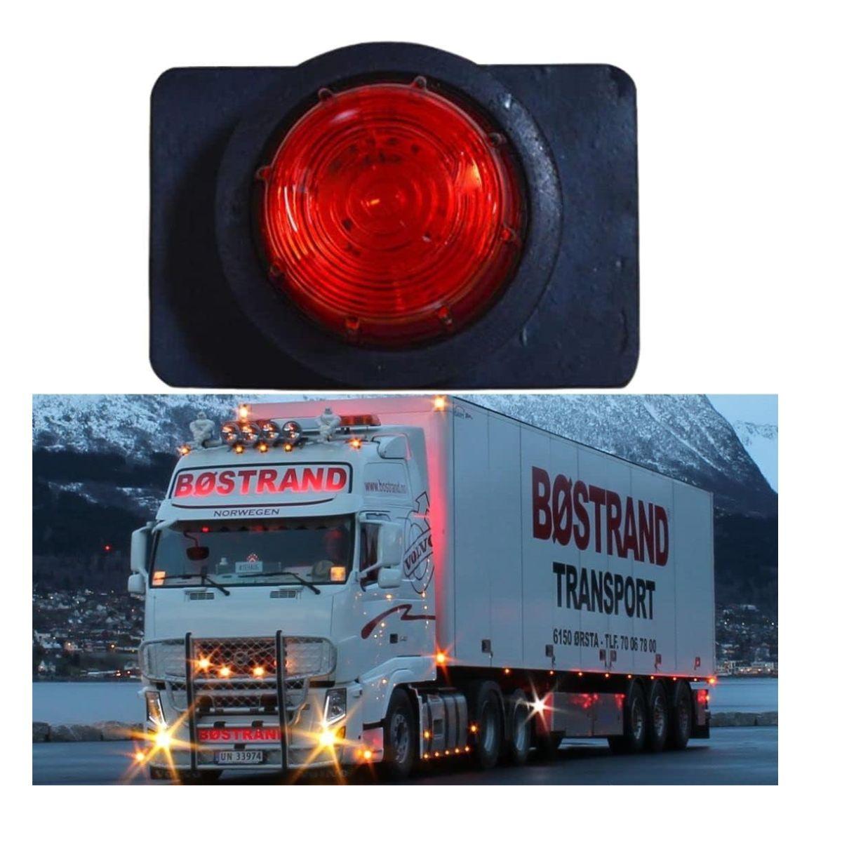 Pair of Position Marker Lamps with Bulbs – Stalk Side Marker Light – Red 24V– Compatible with Truck, Trailer & Buses